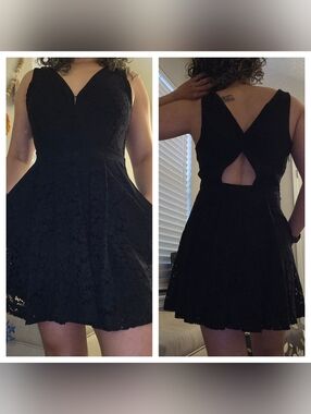 FREE PEOPLE Black Lace Fit & Flare Dress - Women, Size S, Used Gread Condition.